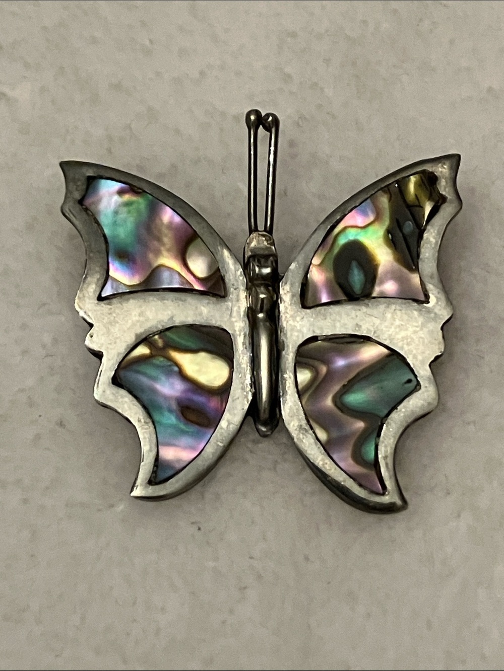 Vintage Mexican Sterling Abalone Butterfly Brooch